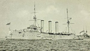 HMS Monmouth Cruiser Ship Royal Navy Vintage Postcard RPPC  WWI Era