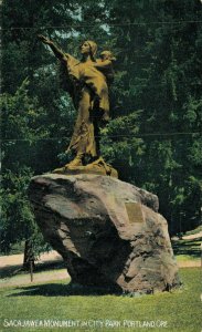 USA Sacagawea Monument City Park Portland Oregon Vintage Postcard 07.93