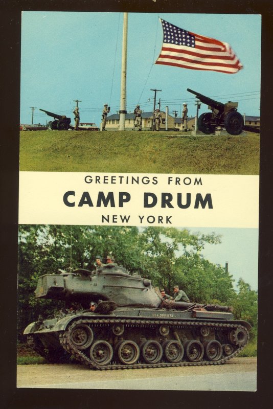 Camp Drum, New York/NY Postcard, Tank & Field Artillery, US Army