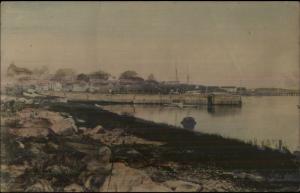 Harbor & Bldgs - Brant Rock MA 1908 Cancel Tinted Real Photo Postcard