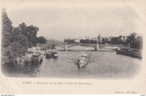 PARIS, France,1910-1920s,  Perspective sur la Seine, le Pont des Saints-Peres