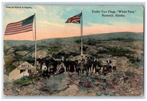 Under Two Flags White Pass Summit Alaska AK, U.S Hotel Restaurant View Postcard