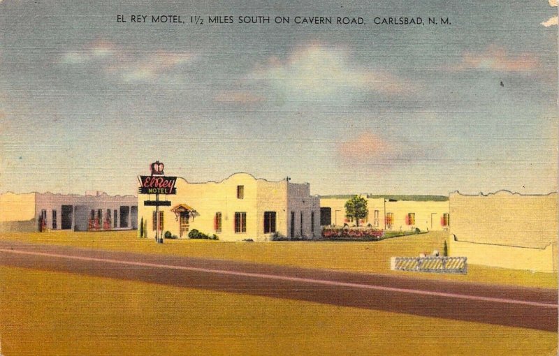 El Rey Motel, Cavern Rd, Carlsbad, New Mexico, NM , Old Postcard