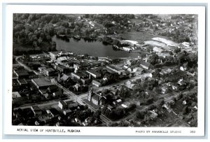 c1940's Aerial View Huntsville Muskoka Canada RPPC Photo Vintage Postcard