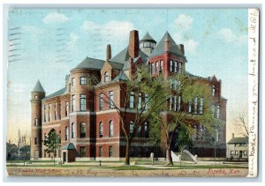 1906 Topeka High School Exterior Roadside Topeka Kansas KS Posted Trees Postcard