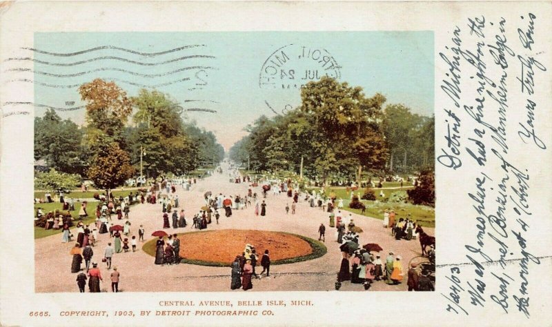 Central Ave., Belle Isle, Michigan,1903 Postcard, Detroit Photographic Co.