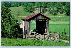 1960 Ohio Vintage Postcard Washington County Ransom Lane Covered Bridge Aldridge