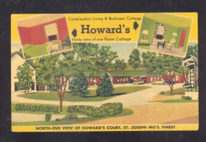 ST. JOSEPH MISSOURI HOWARD'S MOTEL INTERIOR LINEN ADVERTISING POSTCARD