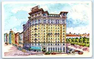 ST. PAUL, Minnesota MN ~ Artist Ted Lewy HOTEL SAINT PAUL 1957 Roadside Postcard