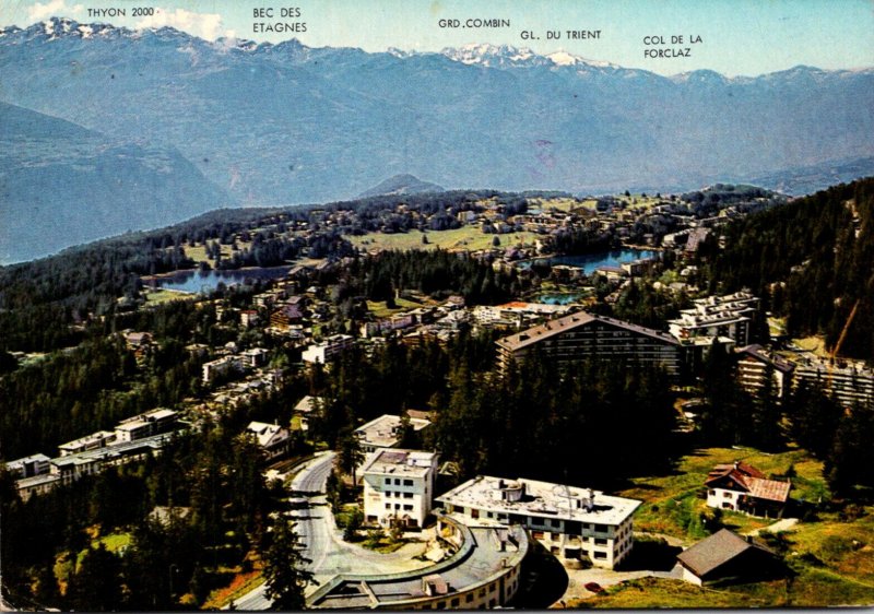 Switzerland Crans Montana Vermala Aerial View Haut PLateau 1978