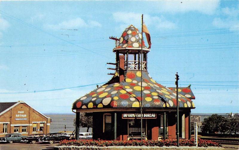 PORT ARTHUR ONTARIO CA INFORMATION BOOTH W/ GAY POKKA DOTS DECOR  POSTCARD 1965