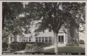 RPPC Postcard Waushara Co Teachers' College Wautoma WI