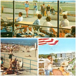 Lot of 3 postcards Romania Black Sea tourists Mangalia Mamaia restaurant Flora