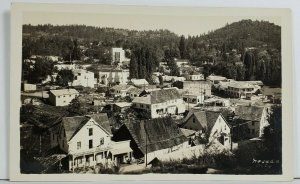 RPPC Nevada City Cal  View of Town, Gas Auto Repair Homes c1930-40s Postcard O12