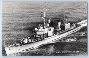 USS Brownson DD-868 US Atlantic Fleet Home Ported At Newport RI Antique Postcard