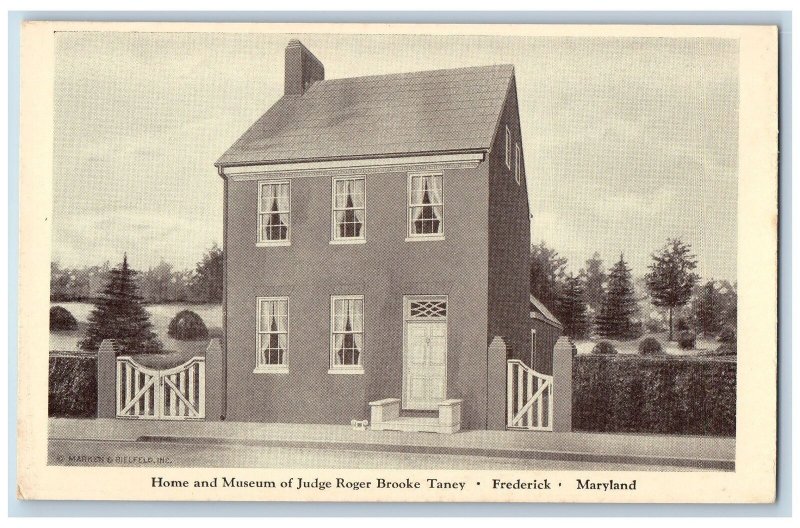 Frederick Maryland MD Postcard Home & Museum Of Judge Roger Brooke Taney c1920's