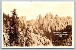 RPPC  Cathedral Spires  Black Hills South Dakota   Photo Postcard   c1930