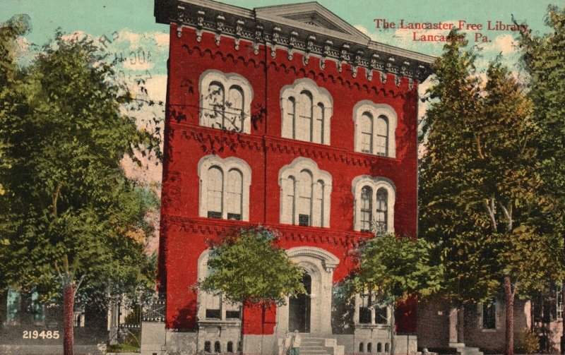 Vintage Postcard 1919 The Lancaster Free Public Library Lancaster