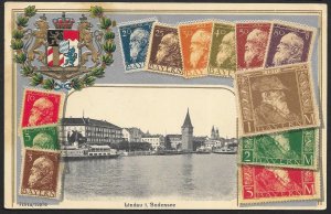 BAVARIA Stamps on Postcard Embossed Shield Used c1910s
