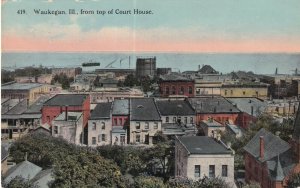 WAUKEGAN, Illinois, 1900-1910s; View From Top Of Court House