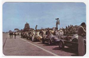 Auto racing cars pit area 500 Mile Speedway Indianapolis Indiana postcard