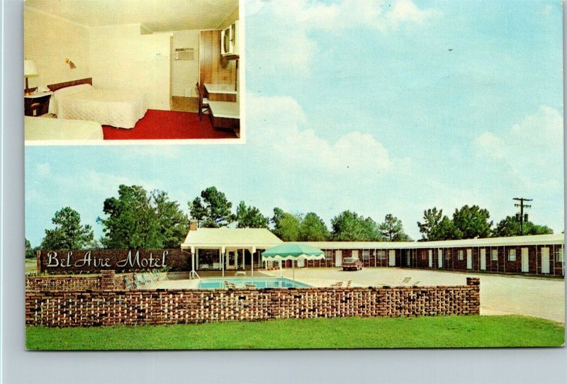 Vtg Perry Georgia GA Bel Aire Motel 1970s Unused Chrome Postcard