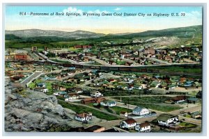 Rock Springs Wyoming WY Postcard Panorama Great Coal District City Highway c1940