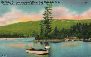 Vintage Postcard 3rd Lake Armstrong's Camp South Shore Bald Mt. Adirondack Mts.