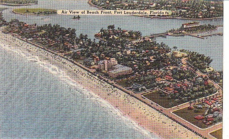 Postcard Air View of Beach Front Fort Lauderdale FL