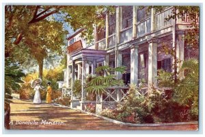 c1910's A Honolulu Mansion House Womens Hawaii HI Oilette Tuck's Postcard