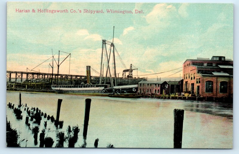 Wilmington DE Delaware Shipyard Steamship Ship Postcard