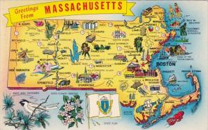 Greetings From Massachusetts With Map