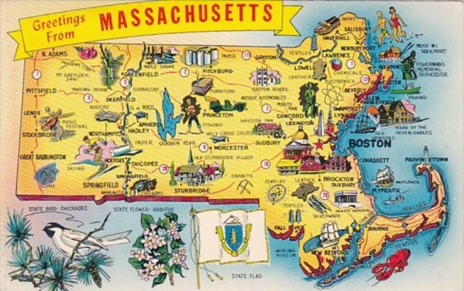 Greetings From Massachusetts With Map