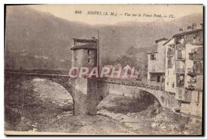 Postcard Old Sospel View On The Old Bridge