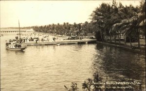 Palm Beach FL Poinsiana Dock & Boats c1910 Real Photo Postcard