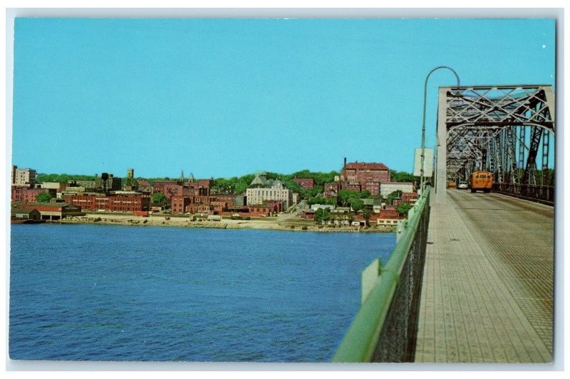 c1960s Mississippi River Front Largest City Burlington Iowa IA Unposted Postcard