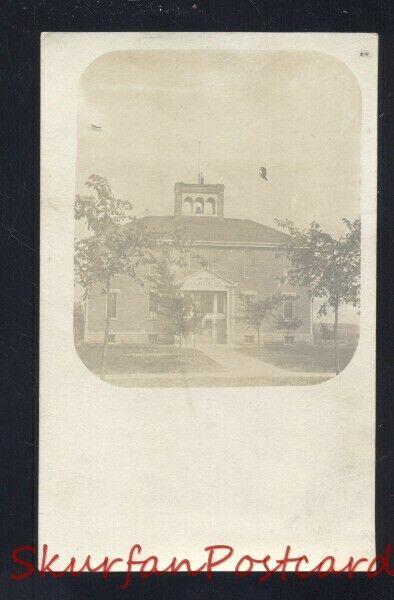 RPPC LOST NATION IOWA SCHOOL HOUSE BUILDING VINTAGE REAL PHOTO POSTCARD