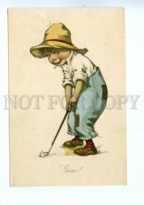 532251 GOLF boy ADVERTISING Chocolate EINEM RUSSIA Vintage postcard