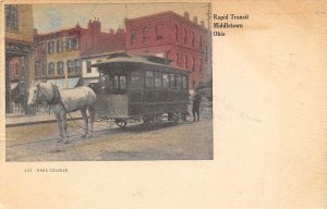 Horse Drawn Streetcar Rapid Transit Middletown Ohio 1907 handcolored postcard