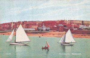 Vintage Ramsgate Harbour England Linen Postcard by Photochrom