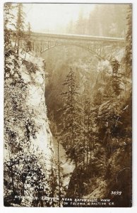 Nisqually Canyon Eatonville Washington Tacoma Eastern Railroad Bridge RPPC 1913