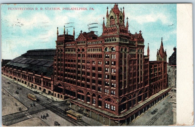 c1900s Philadelphia Penn Pennsylvania Station Railway Depot Train Streetcar A204