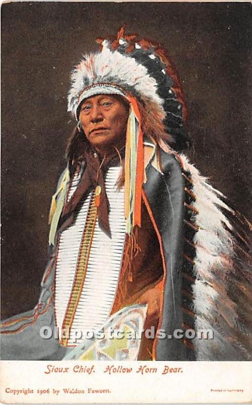 Sioux Chief, Hollow Horn Bear Indian Unused 