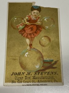 Victorian Trade Card John M Stevens Cigar Box Manufacturer Allentown PA Lot of 2