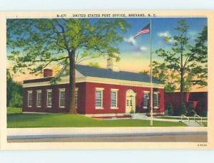 Unused Linen POST OFFICE SCENE Brevard North Carolina NC hs1144