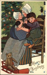 Ernest Nister No. 1990 Mother Dutch Children Teddy Bear Christmas c1910 Postcard