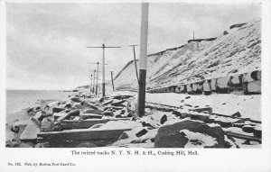 Twisted Tracks, NY NH & H Railroad Cushing Hill, Hull, MA 1900s Vintage Postcard