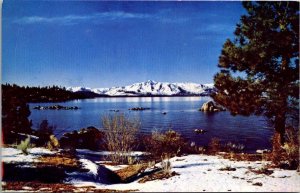 Lake Tahoe in Winter High Sierras Chrome Postcard Roberts Studios Spangler NV