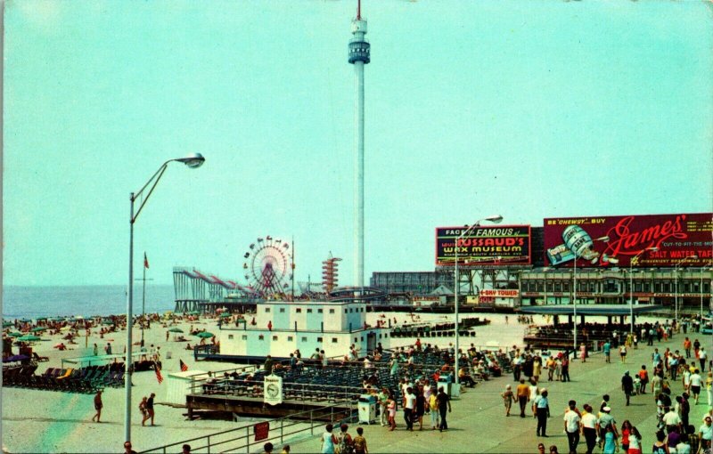 Atlantic Ciudad Nuevo Jersey Nj Boardwalk Jugar Muelle Vtg Cromo Tarjeta Postal