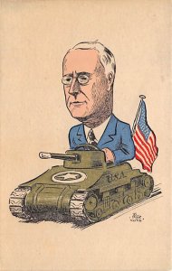 Comic Roosevelt Driving The American Force View Postcard Backing 